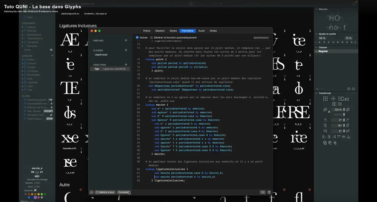 Capture d'écran de la vidéo "Tuto QUNI - la base dans Glyphs"