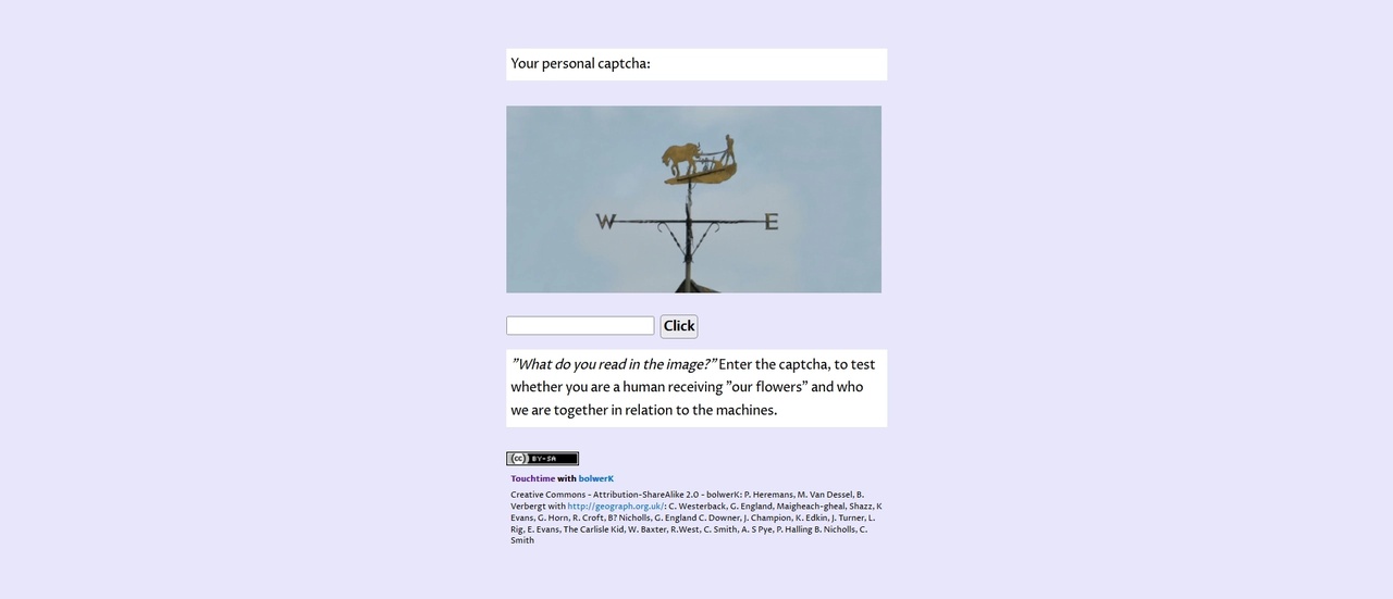 Your personal captcha: What do you read in the image? cc Bolwerk