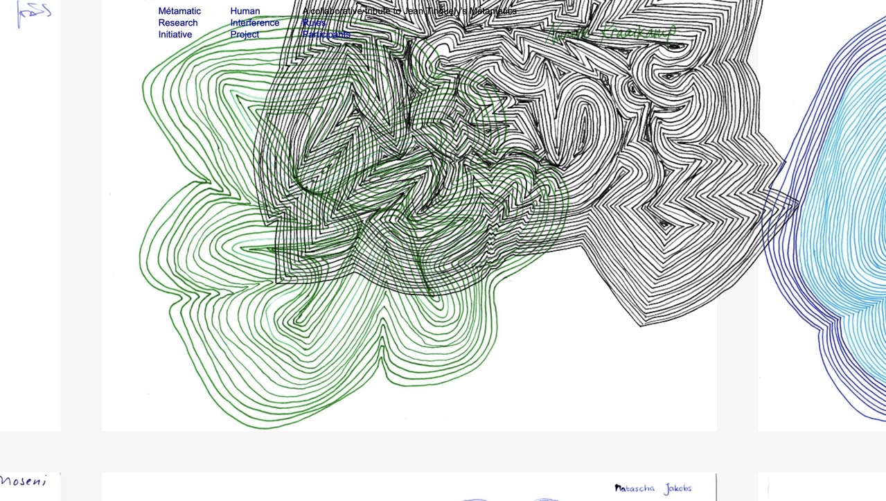 Capture d'écran du site internet du "Human Interference Project, a collaborative tribute to Jean Tinguely's Métamatics" © All Art Initiative Foundation