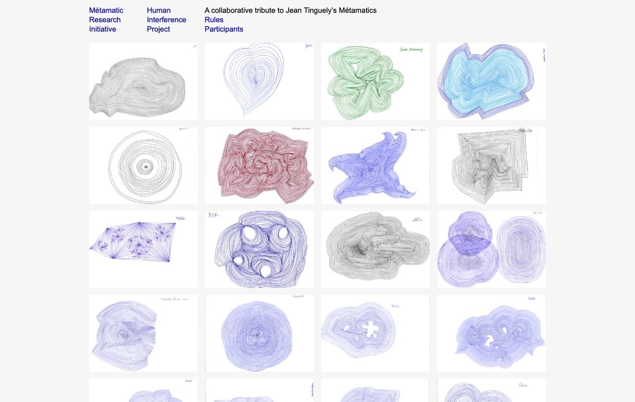 Capture d'écran du site internet du "Human Interference Project, a collaborative tribute to Jean Tinguely's Métamatics" © All Art Initiative Foundation