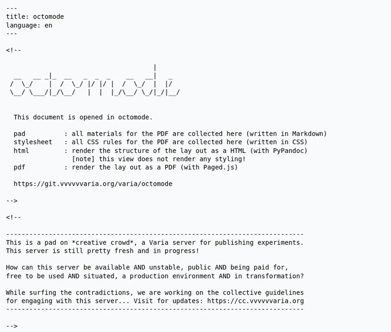 Octomode pad
