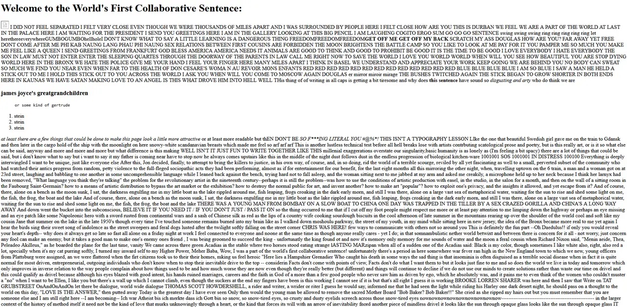 The World's First Collaborative Sentence, screenshot © Whitney Museum